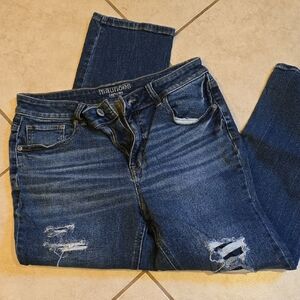 Maurices Women's Dark Indigo High Rise Distressed Skinny Jeans